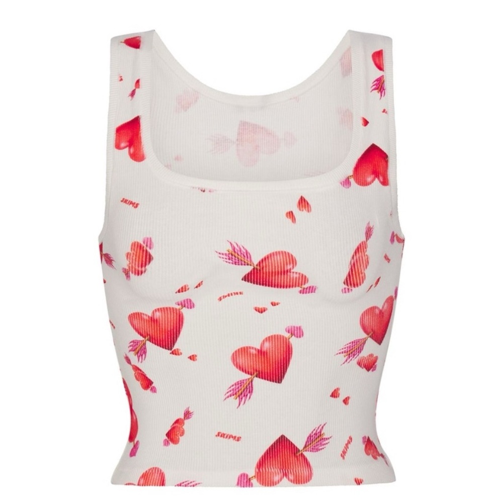 Skims Valentines Day Heart Ribbed Tank Size Small